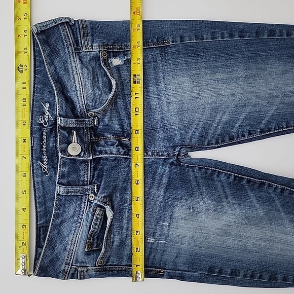 American Eagle Stretch Women's  Slim Boot Denim Faded Blue Jeans Size 2 Short - Picture 16 of 16
